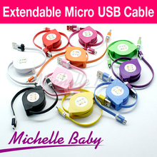 Hot Sale Multi-Color Retractable Micro USB Cable For HTC Blackberry Sumsang Galaxy S2 i9100