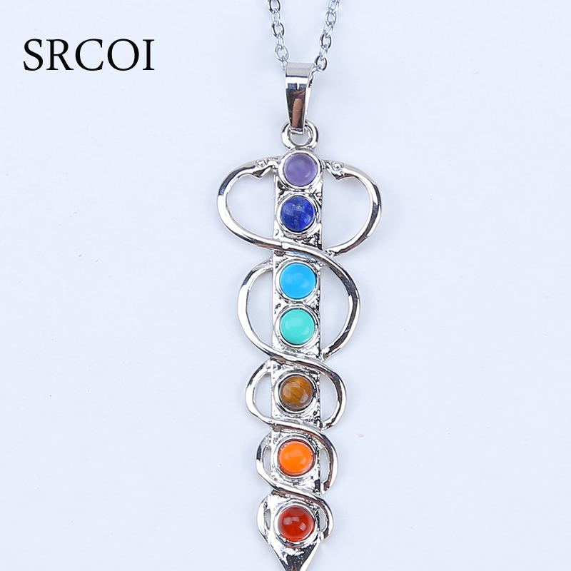 7 Chakra Stones Healing Crystals Chakra Pendant Natural Reiki Symbols Crystal Stone Jewelry Yogo 1214