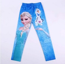 Cartoon Elsa Girls Leggings 2015 Cotton Snow Queen Baby Kids Leggings Autumn Girl Legging Children Trousers