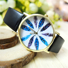 Nuevo reloj de pulsera Unisex hombres mujeres de plumas del cuarzo del Dial Faux Leather Leopard Print analógico reloj de pulsera