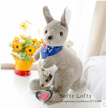 Free shipping 35cm soft scarf Australia kangaroo with baby roo toys plush toy children girls boys kids baby shower birthday gift
