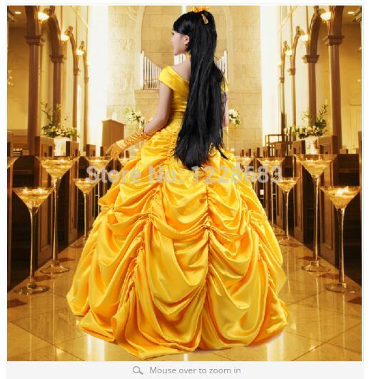 Free Shipping New Arrival Halloween Cosplay Fantasia Women Costume The Beauty And The Beast Adult Princess Belle Costume
