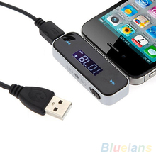 9368 Wireless 3.5mm Car LCD Display FM Transmitter Cable For iPhone 4S 5S 6 ipod Touch