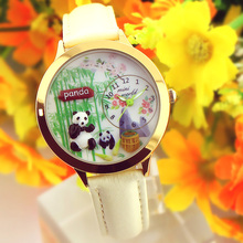 2015 Mini palabra de cuarzo DIY 3D Panda Bamboo arcilla del polímero relojes mujeres relojes vestido de la muchacha Brithday regalo del Festival MN010