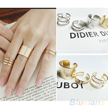 3Pcs/Set Fashion Top Of Finger Over The Midi Tip Finger Above The Knuckle Open Ring 01VW