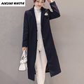 High Quality Women 2017 Winter Woolen Coat Thicken Lapel Wide Waisted Long Blends Female Mantle Type