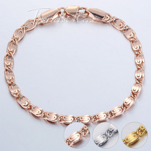 4mm Womens Mens Chain Girls Boys Unisex Snail Link Rose Gold Filled GF Bracelet GB263