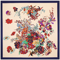 100cm 100cm 100 Twill Silk Euro Brand Spring Rose Flowers Print Women Square Scarf Femal Muslim