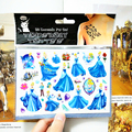 Cinderella Child Girl Temporary Flash Tattoo Body Art Sticker 17 10cm Waterproof Tatoo painless Henna selfie
