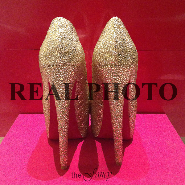 100 REAL PHOTO Rhinestone Gold High Heels Pumps Shoes Red Bottom ...