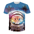 2016 Funny T shirt summer t shirts for Men Women Streetwear Space cat graffiti Cool short
