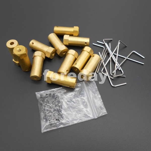 Description Picture 5 of item100PCS Brass 5MM Flexible Hexagonal hexagon Coupling Coupler Six edge Shaft Motor Flexible length: 30mm M5 10 Spanners*FD329X100