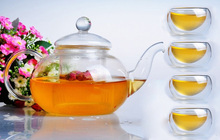 drinkware 600ml glass teaset / kettle, tea set including 4 double-wall cups  heat-resistant glass pot