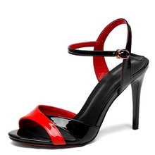 Summer open toe footwear high heel career personal shoes Elegant lady women red bottom mixed color thin heels female sandals