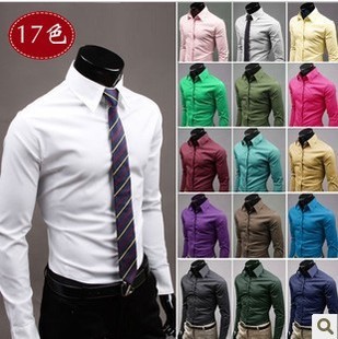 2015 Men\'S Fashion Casual Candy Colored Long-Sleev...