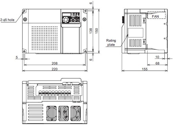 FR-D740-5.5K-CHT dimensions