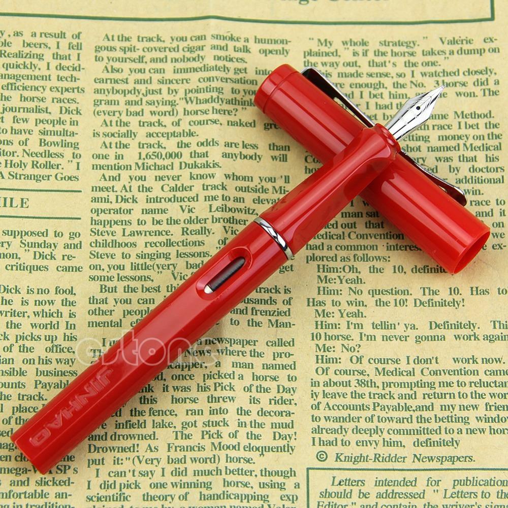 J34 Noblest Jinhao 599A Safari Calligraphy Fountain Pen Plastic Cap & Barrel Red NEW