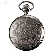 KS Retro Skeleton Silver Stainless Steel Case Steampunk Male Relogio Necklace Men Quartz Pocket Watch KSP051