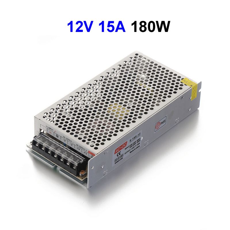 DC12V 15A 180W Switching Power Supply Driver For LED Rigid Strip Display LCD Monitor CCTV Security Cameras