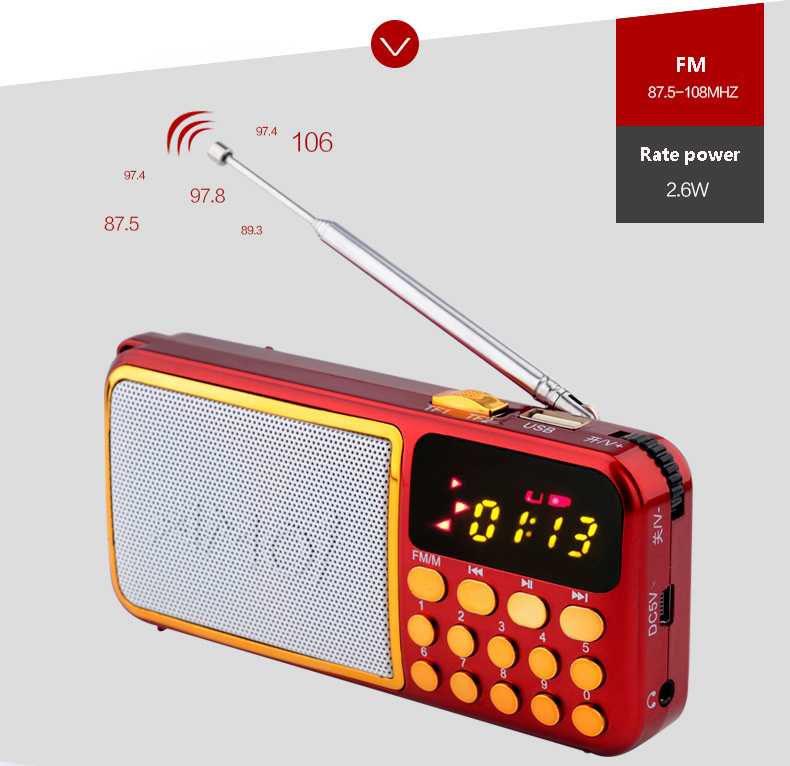 Mini Portable Radio With Rechargeable 18650 Battery Build In Two TF Card Slot USB Player Speaker FM Stereo Audio Receiver Mini Portable Radio With Rechargeable 18650 Battery Build In Two TF Card Slot USB Player Speaker FM Stereo Audio Receiver