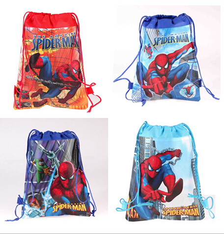 CM418 2015 new Kids Cartoon Printed Drawstring Bag 36cm 28cm children s spider man school bags