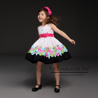 Printed Elegant Dresses For Girls Printed Girl Flower Party Dress Brand Kids Clothes (6Pcs /Lot) GD21008-46B^^EI