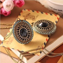GH324 new 2014 Vintage Bohemia Baroque Black long sweater chain Bronze Necklaces pendants for women jewelry