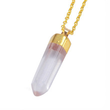2015 Real Fine Summer Jewelry New Bullet Natural Pink Crystal Druzy Amethyst Necklaces For Women Turquoise