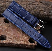Watch band 12mm 14mm 16mm 18mm 20mm 22mm Mens Womens Dark Blue 100% Genuine Crocodile Grain Leather Watch Strap Band Bracelets