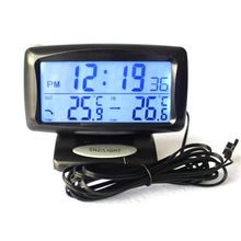 Digital Thermometer Hygrometer Car Alarm Clock With Dual Sensors Show Indoor And Outdoor In Same Time SH-350-2 LCD display
