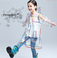 Children Raincoat EVA Transparent Clear Rainwear Hooded Outdoor Touring Rain Coat