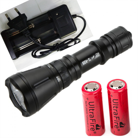 CREE XM-L T6  60M LED Diving Flashlight 6000lm Underwater Hunting Dive Torch Scuba Diving Lamp +2 *26650 Battery+Charger