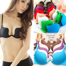 Sexy Deep U Plunge Shaped Bra LowCut Halter Convertible Multiway Push Up Bra
