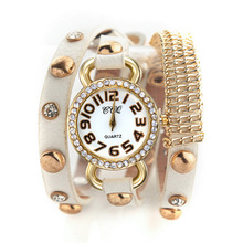 The lowest prcie Bracelet leather jewelry watch,New arrival relogio feminino quartz watch,Pendant gold chain women digital watch