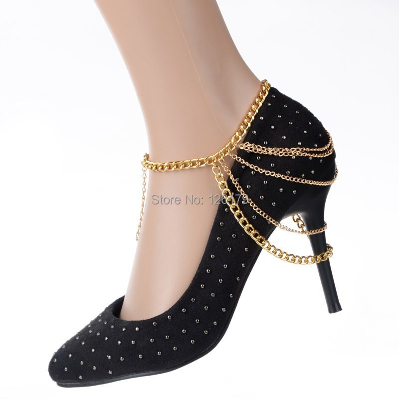 1pc Sexy Punk Anklet God Plated 5 Layer Link Chain Ankle Ankle