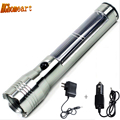 Solar Zoomable 3 Modes Waterproof LED Flashlight 200lumens 3W led rechargeable flashlights high powered flashlight rechargeable