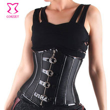 Gothic Steel Boned Underbust Corset Waist Cincher Corselet Plus Size XXL Waist Training Corsets Sexy Buckle Zipper Waist Trainer