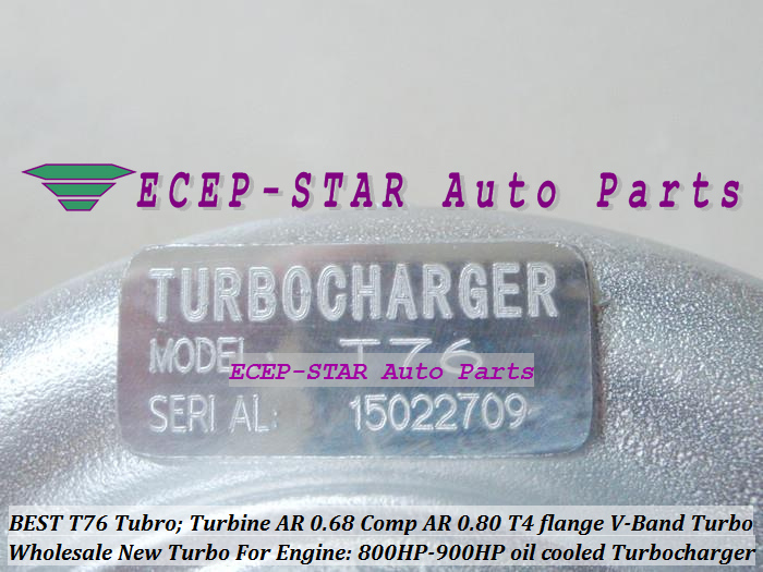 Turbocharger Turbo only oil cooled T76 Turbine AR 0.68 Comp AR 0.80 800HP-900HP T4 Turbo charger T4 flange V-Band (1)