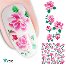 Best Selling 6pcs lot Beauty Flower Design Nail Art Stickers Water Ptinting Decoration Decals Tip 3D