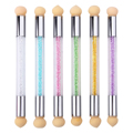 1Pcs Nail Art Pen Brush Sponge Double ended Rhinestones Handle Pattern Transfer Gradient Shading Dotting Painting