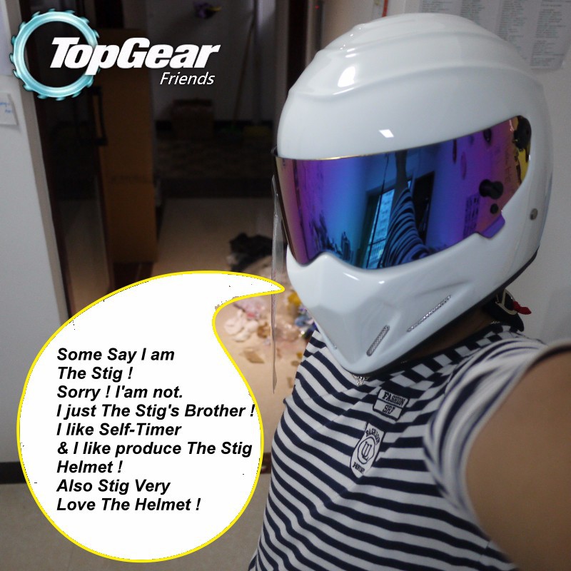 For Topgear The STIG Helmet TG Fans\'s Collectable Like as SIMPSON Pig White Motorcycle Helmet with Colorful Visor Top Gear