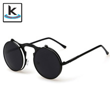 Hot New Fashion Steampunk Sunglasses Round Metallic Frame Brand Designer Vintage Coating Mirror Metal Oculos Gafas De Sol Q235