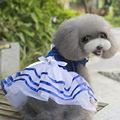 2016 Summer Tutu Lace Sailor Dog Dresses Stripes Skirt For Dogs Dress Pet Princess Appreal Clothing