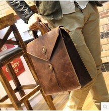 2015 New Casual Genuine Leather Bag Men Backpack Retro Vintage Male Students School Bags Outdoor Man
