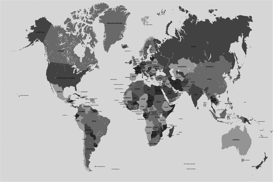 Carte Du Monde Noir Et Blanc World Map Weltkarte Peta Dunia Mapa ...