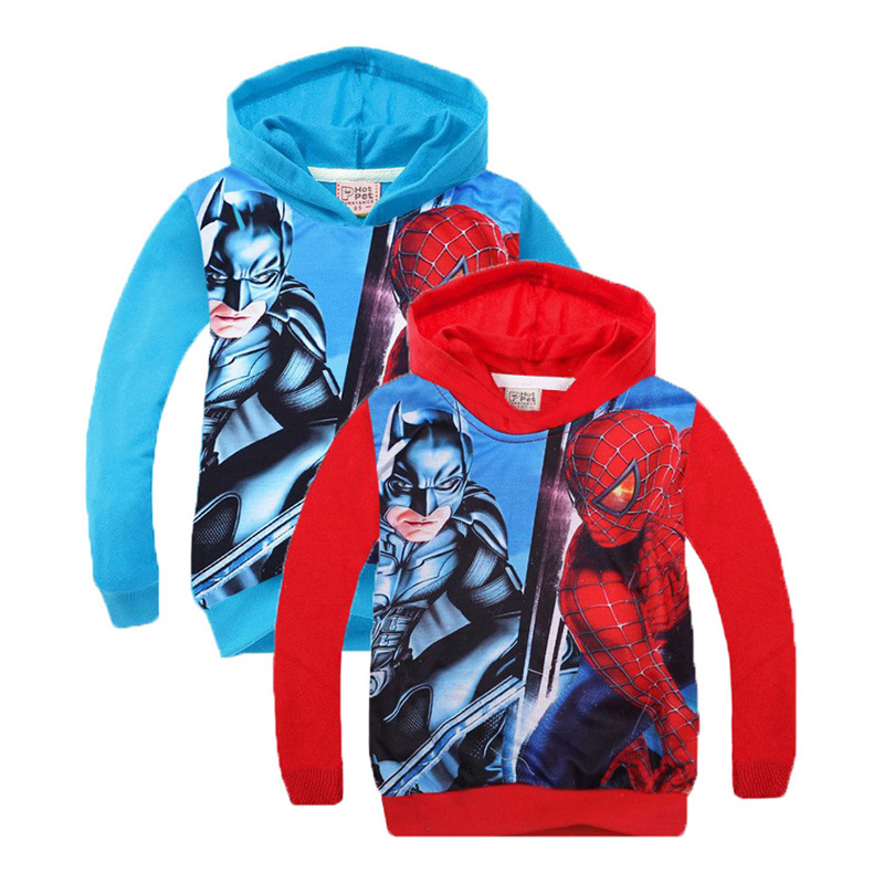 wholesale Batman Spiderman hoodies Cartoon Printed baby boy girl winter clothes brand birthday gift Long Sleeve free shipping
