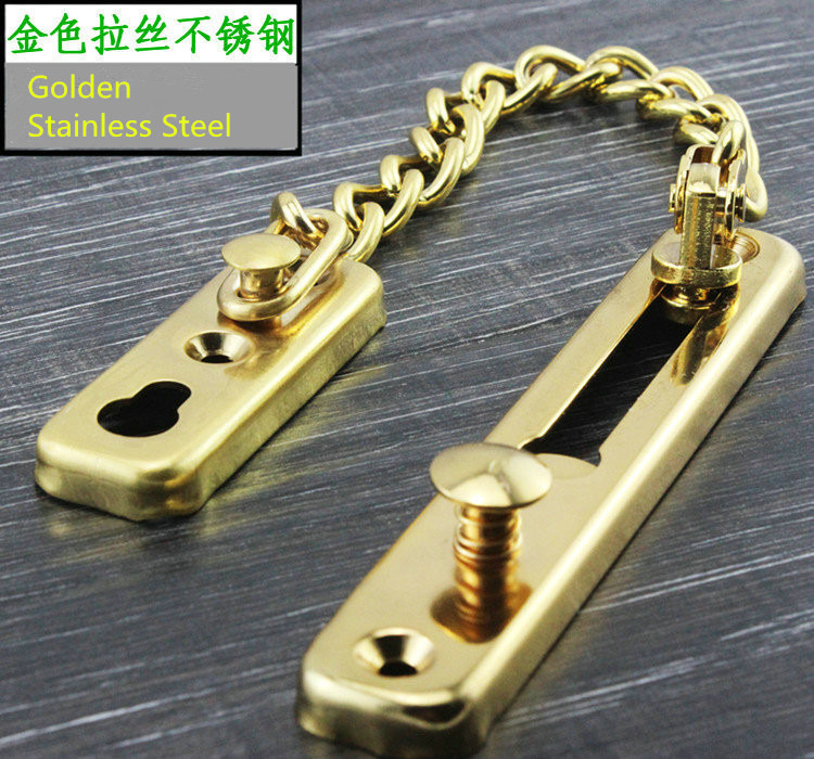 Description Picture 2 of item1PCS/LOT  YT1091B  High-Grade Golden Stainless Steel  Anti-Stealing-Link  Door Chain Hotlink Protection   Contain screw