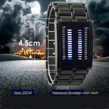 Hot Sale Black silver Lava LED Display Watch Iron Samurai Stainless Steel Watch For Men Sports
