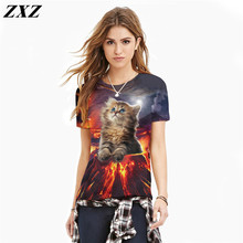 Summer Women dress Fashion Cat lovely tee shirt women print 3d T-shirt Summer harajuku casual Tshirt plus size