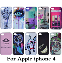 New Luxury Eiffel Tower cartoon smiley paint PC mobile phone cover For Apple iphone 4 4s case Shell